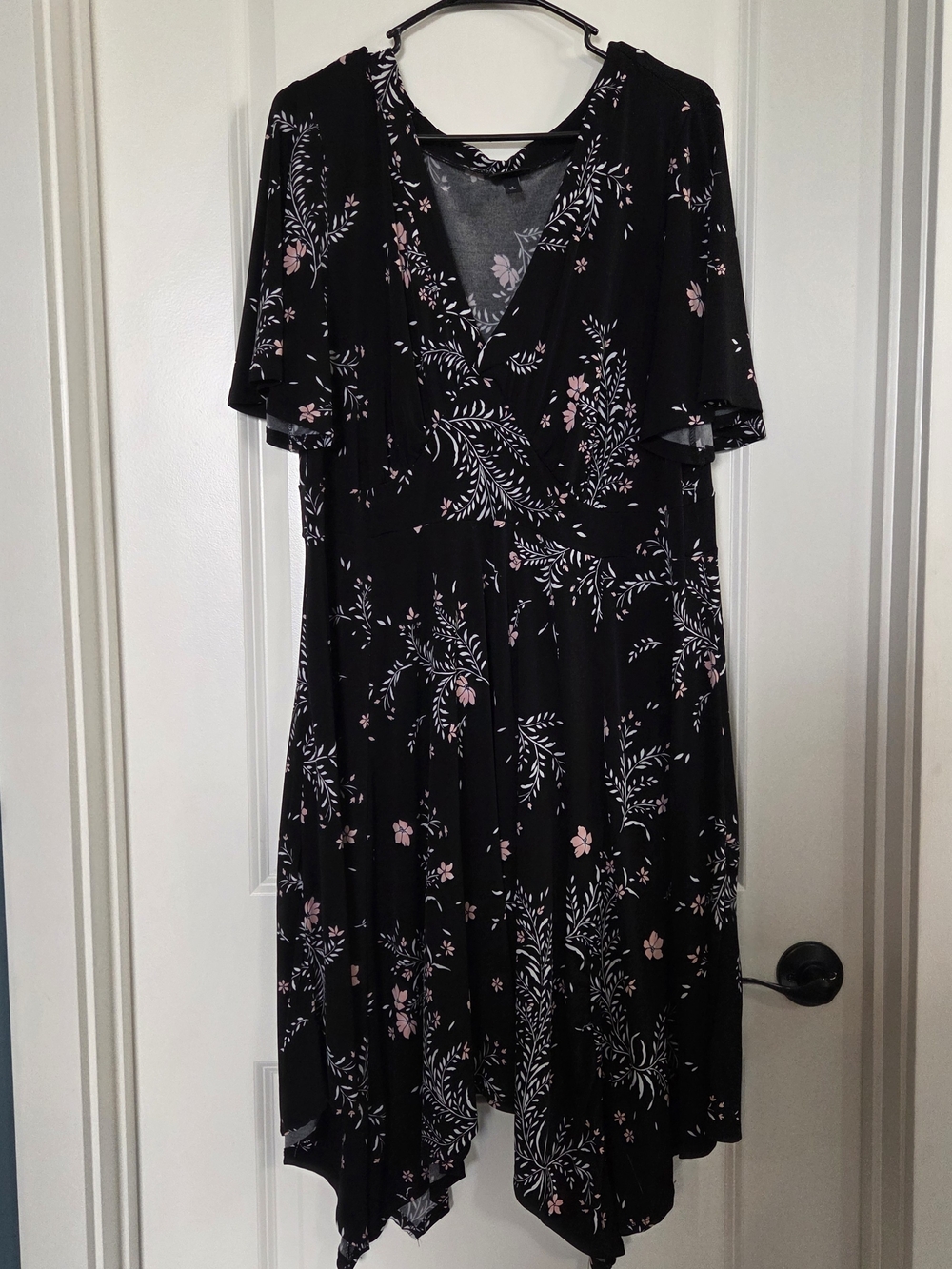 torrid Black Midi Dress with Pink Floral Print